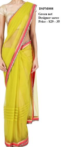Designer Yellow Net Saree