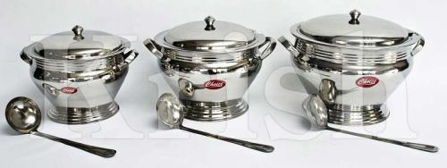 Soup Toureen Dish With Tubular Handle & Cover.