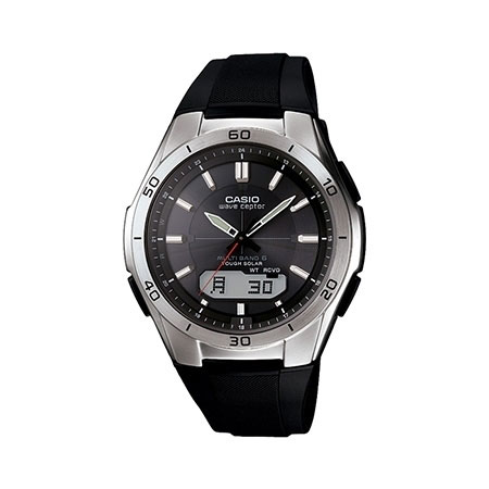 CASIO BLACK WAVECEPTOR ALARM CHRONOGRAPH WATCH