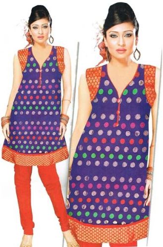 Silk-Tissue Ladies Kurti, Ladies Top, Color : Blue Red