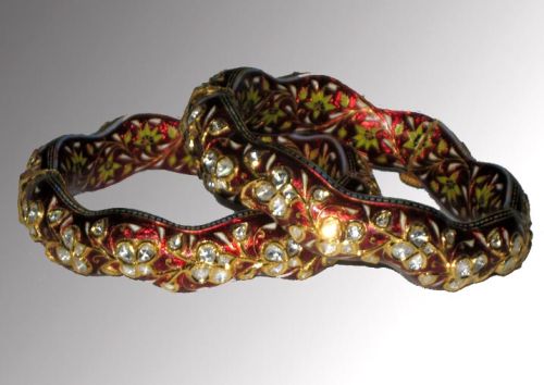 Printed Polished Polki Bangles, Shape : Round