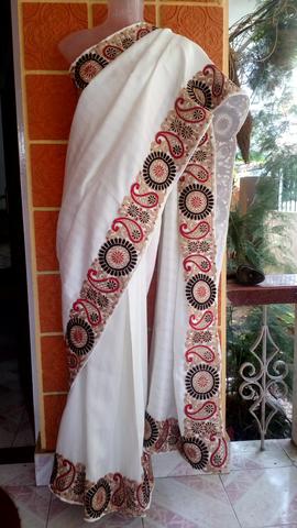 Ladies Raw Silk Lace Border Sarees