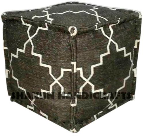 Square Cotton Kilim Poufs, For Home, Pattern : Printed