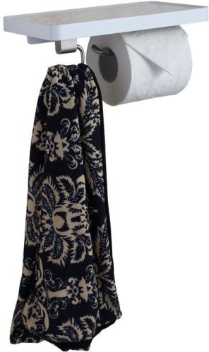 Bathroom Paper Roll Holder With Shelf and Hook