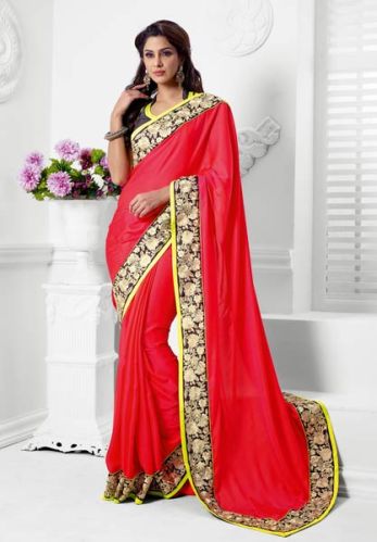 Indian Treasures Red Embroidered Saree