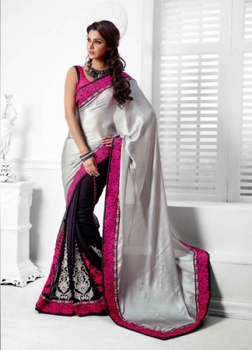 Indian Treasures Butta Silver Embroidered Saree