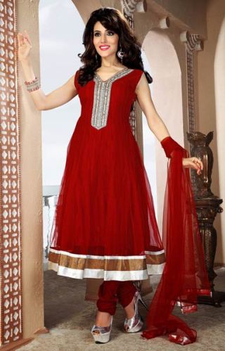 Indian Treasure Plushy Crimson Salwar Kameez, Size : 36, 38, 40, 42, 44