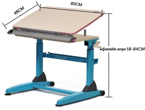 Height Adjustable Crank Steel Wood Study Table
