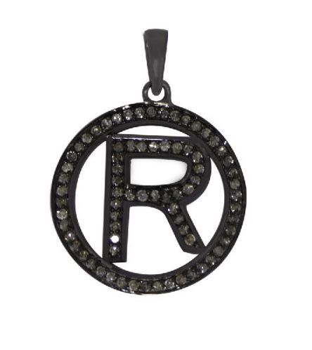 R Albhabet 925 Sterling Silver Pendant