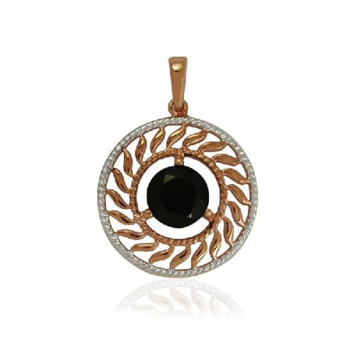 Round Cut Black Spinel 925 Silver Designer Pendant