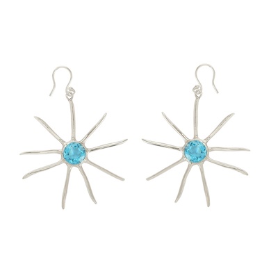 925 Sterling Silver Blue Topaz Earrings