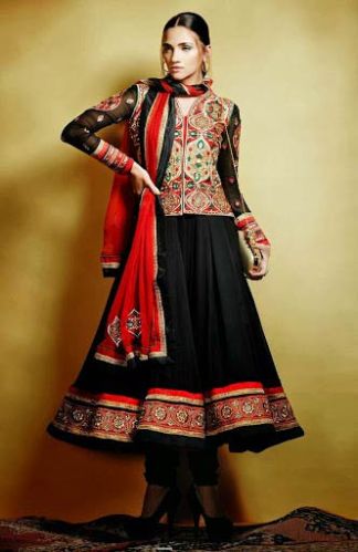 Lush Black Embroidered Anarkali Suit