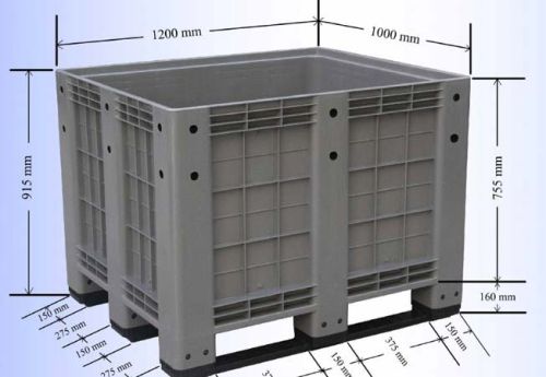 HDPE + UV Stabilizer Plastic Pallet Boxes, Packaging Type : Gray