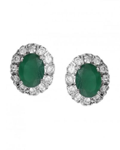 Silvermerc Designs Silver Antique Green Onyx Earrings