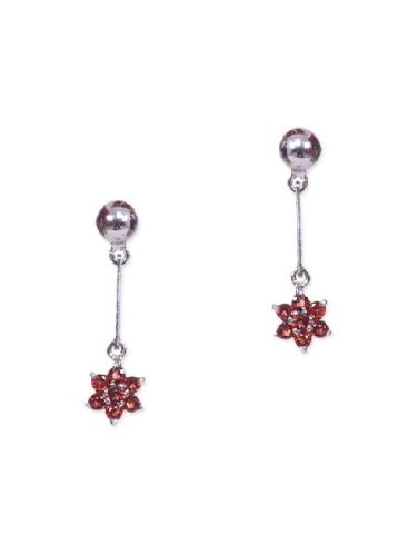 Sme 672 Silvermerc Designs Silver Star Red Garnet Earrings