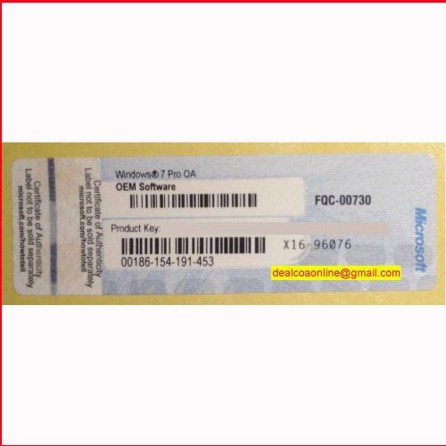 Genuine Coa Label Key Sticker