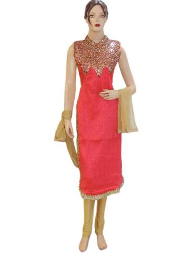 Fancy Designer Silk Pink Long Straight Suit