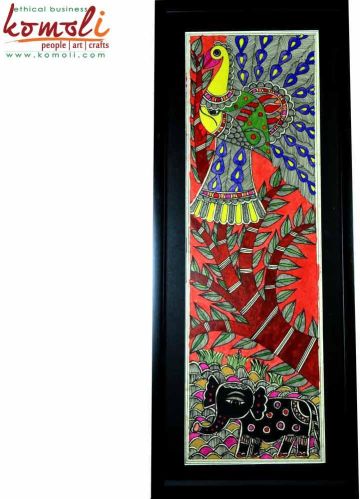 Framed Peacock Madhubani Painting