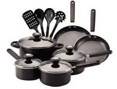 Coated Aluminium Cookware Sets, Color : Black