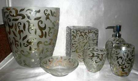Etching Glass Bathroom Set