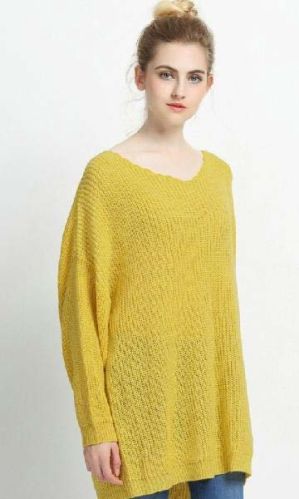 Ladies Round-Neck-Dropped-Shoulder-Knitted-Sweater, Age Group : Adult