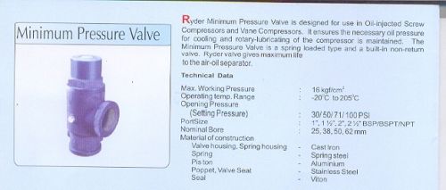 Minimum Pressure Valve