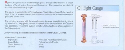 Oil Sight Gauge, For Refer Our Catalogue Above