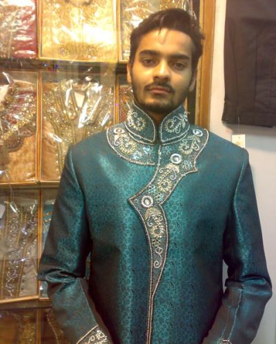 Self Design Silk Indo-western Sherwani, Color : Blue 38