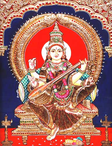 Varrmas Saraswathi Painting, For Temple, Gifting