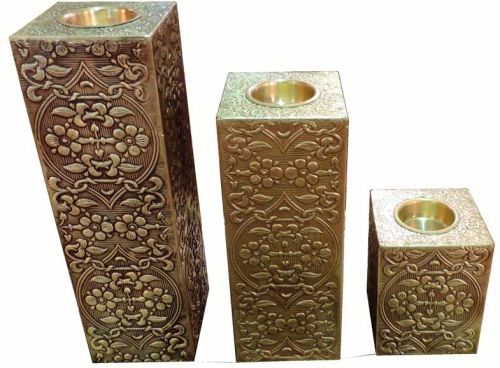 Wooden Brass Fitted Candle Stands