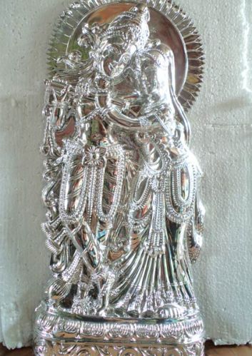 Silver Radha Krishna Statue