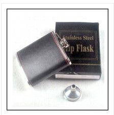 New 6 Oz Black Leather Stainless Steel Sip Wine Pot Hip Flask