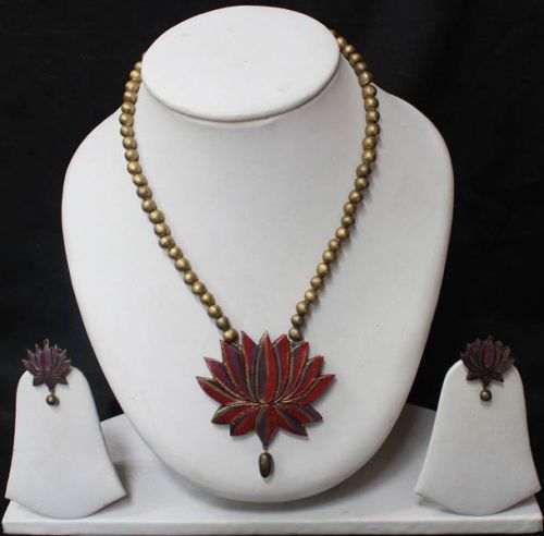 Large Red Lotus Pendant Set