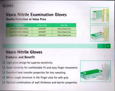 B BRAUN VASCO NITRILE EXAMINATION GLOVES, Color : WHITE