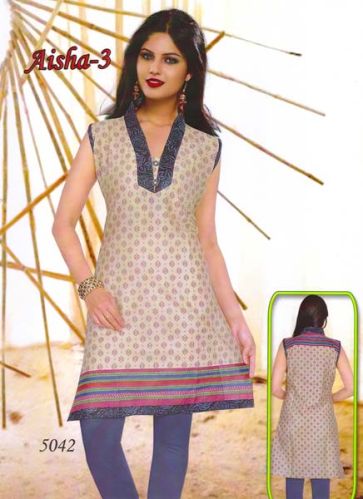 Cotton Printed Kurti, Color : White