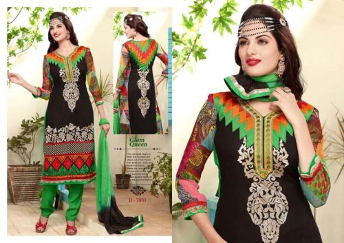 Georgette Anarkali Suit, Color : Black