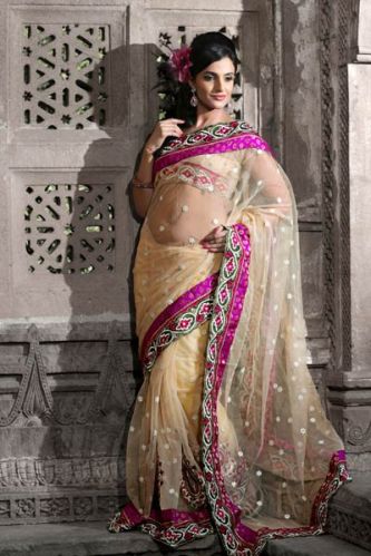 Black Net Saree With Unstitched Blouse