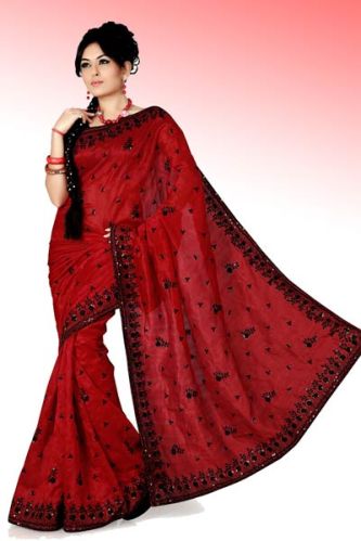 Maroon Bhagalpuri Pure Silk Saree With Unstitched Blouse