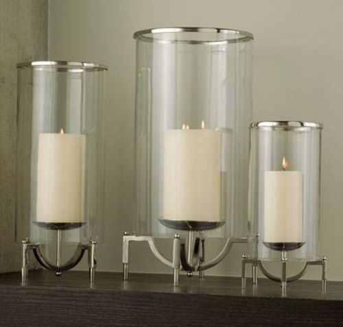 Glass Hurricane Candle Holders, For Coffee Shop, Home Decoration, Size : Mutlisize