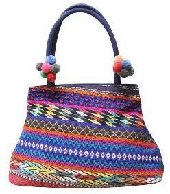 Ladies Jacquard Diagonal Striped Handbag