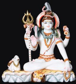 Own Natural White Stone Lord Shiva Statue, For Home Office