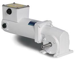 Leeson Gearmotor-Right-Angle Shaft, 42RPM, 1/8HP, TENV, 90V, DC, 80 Lb.In.