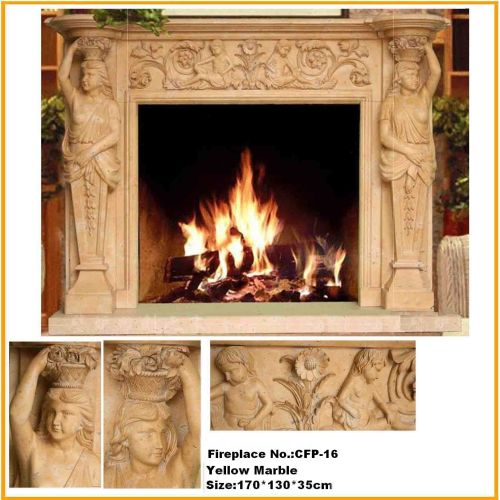 Hand Carved Stone Marble Fireplace
