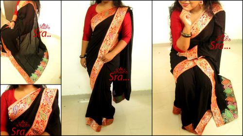 Georgette Pretty Black Designer Saree