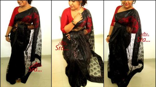 Lace Stunning Black Designer Saree