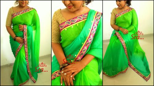 Pure Chiffon Subtle Green Designer Saree
