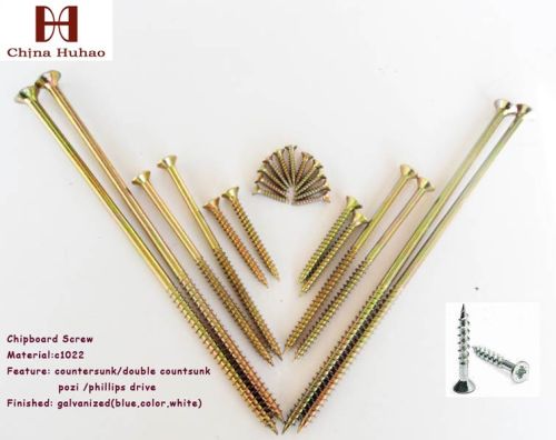 Yellow Galvanized Countersunk Head Chipboard Screw