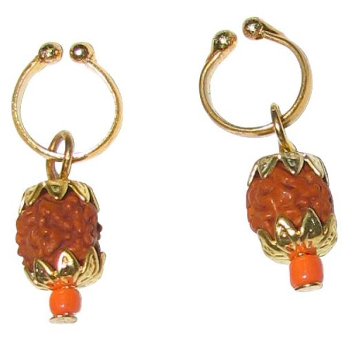 Natural Original Small Rudraksha Ear Rings Adjustable Non Piercing Clip