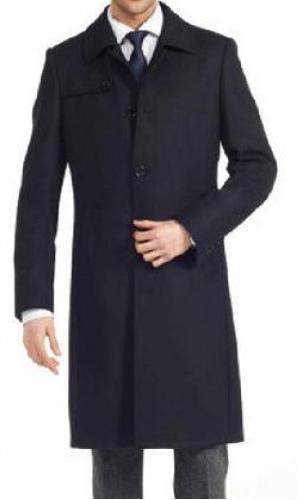 LORDS BLENDED Black Long Over Coat, Style : INTERNATIONAL