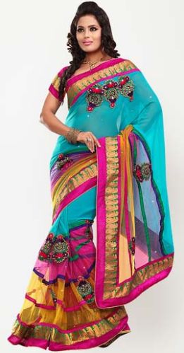 Sarees, Color : Red, Blue, Green